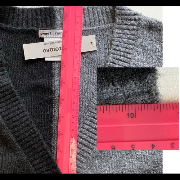 Color Block Sweater Black & Gray  V-neck, Modern Soft & Cozy by Sweet Romeo - Picture 10 of 10